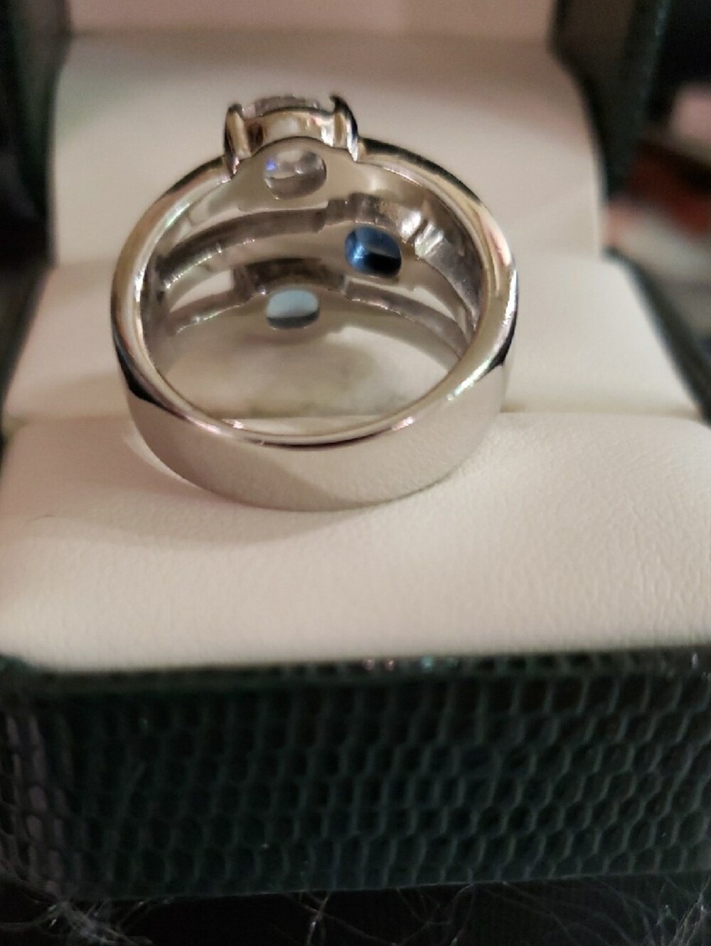 Lia Sophia Triple-Stone Silver Ring with Blue and Clear Stones - Picture 4 of 5